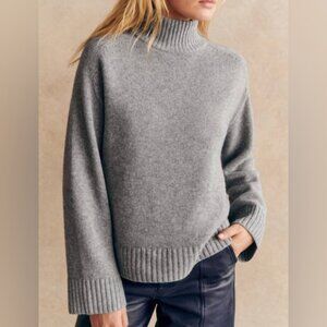 Sezane Lauren Jumper Mottled Gray 100% Yak Wool Turtleneck Sweater Size XS NWOT